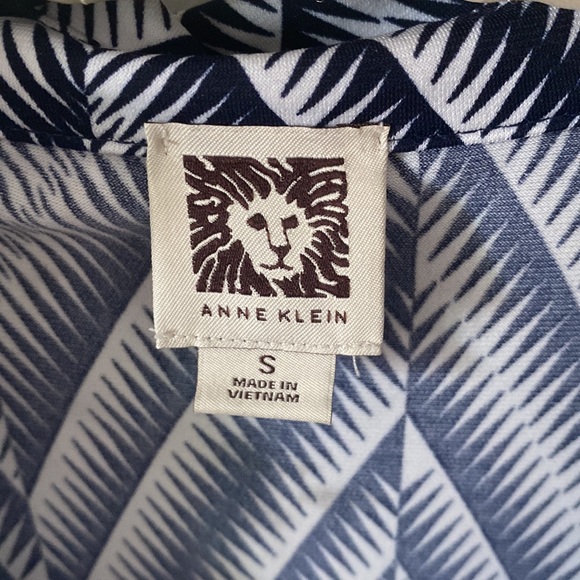 Anne Klein size small blue collared button up dress with blue belt - Picture 7 of 7